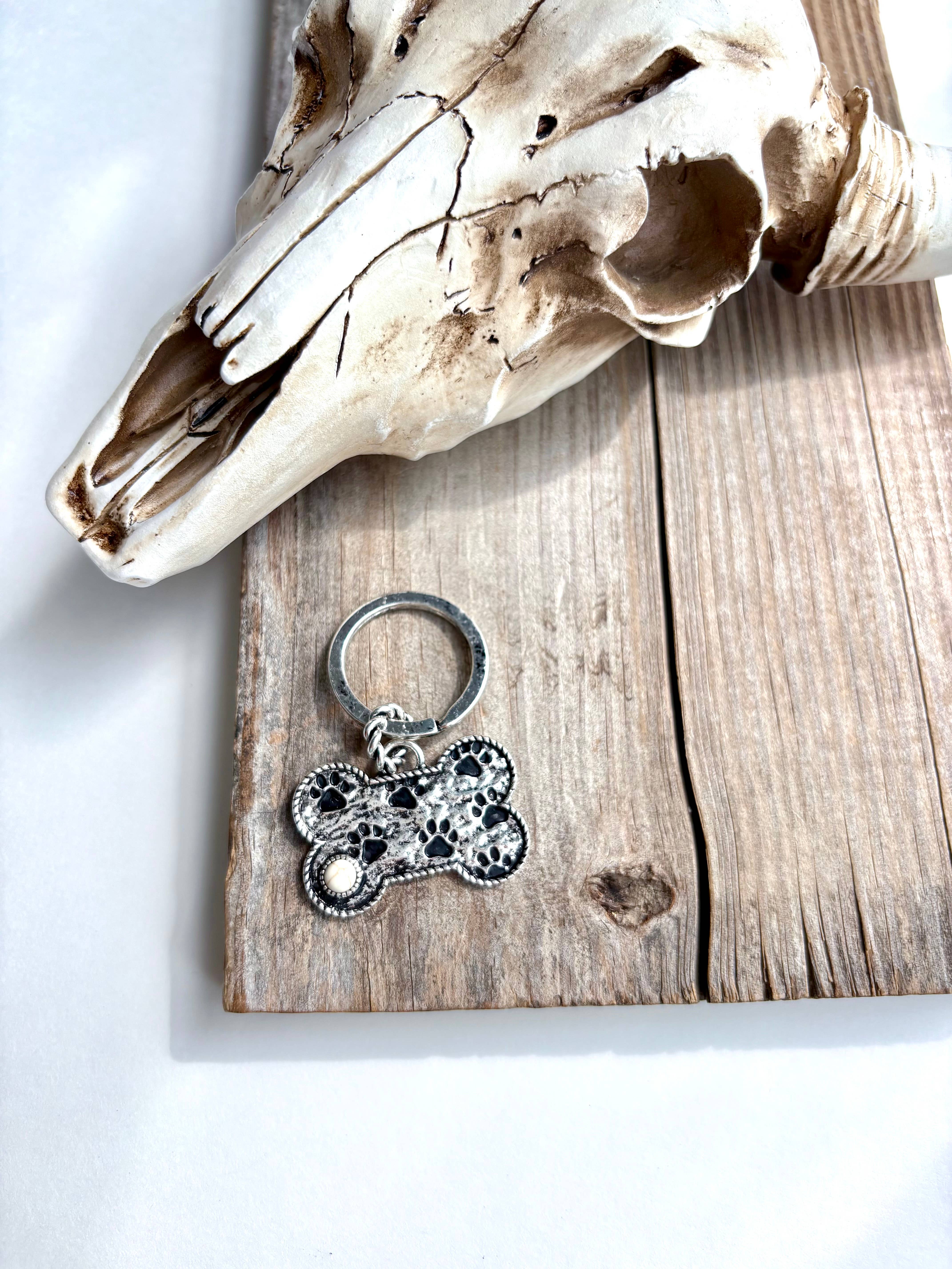 Boho Ranch Shop - Wholesale Keychain - Women's - Paw Printed Dog Bone Metal Pendant Keychain 2