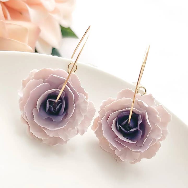 Flower Hoop Earrings, Handmade Polymer Clay Earrings for wholesale by My Sister’s Things