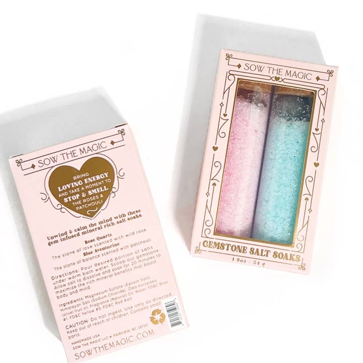 Sow the Magic - Wholesale Bath Salts - Gem Infused Salt Soak Duo with Rose Quartz + Blue Aventurine6