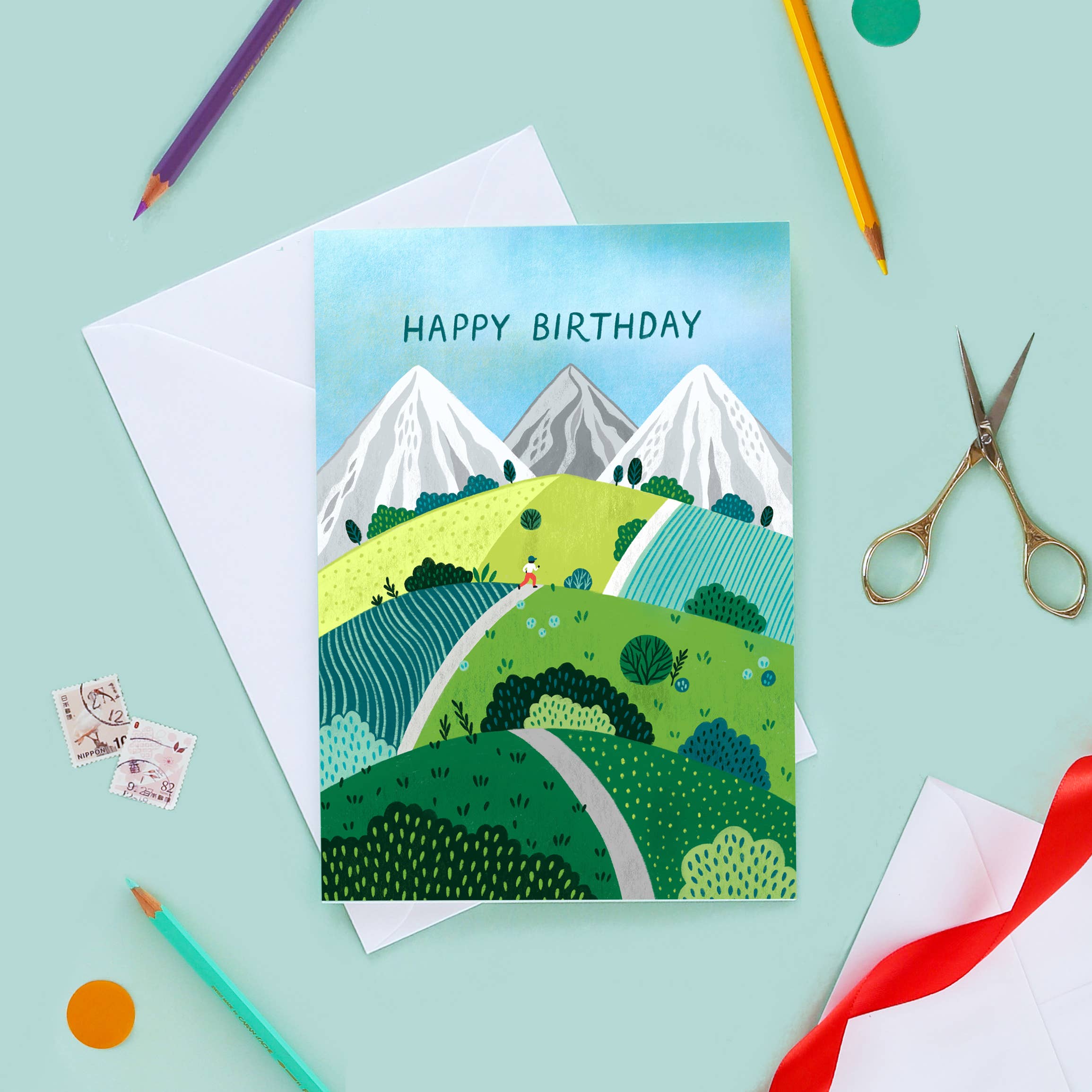 Pear Tree Press – wholesale Birthday card – Epic Mountain Running Birthday Card, Best Seller (Case of 6)1