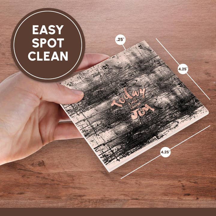 3dRose - Wholesale Coasters - 3dRose, Today I choose Joy-Rose Gold Metal Faux Foil Typography on Grunge, Coaster6