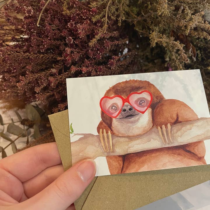 Tiny Sloth card for wholesale by lil wabbit