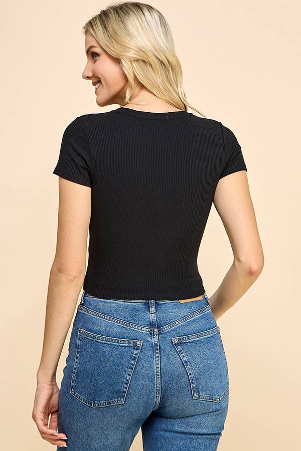 Heart & Hips - Vente Haut en maille – femme - RT52692 - HAUT À MANCHES COURTES COL ROND4