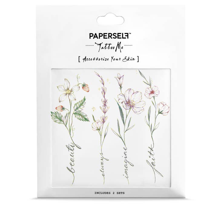 PAPERSELF - Vendita all'ingrosso Tatuaggi temporanei - Flower Script 2 Tatuaggi Temporanei