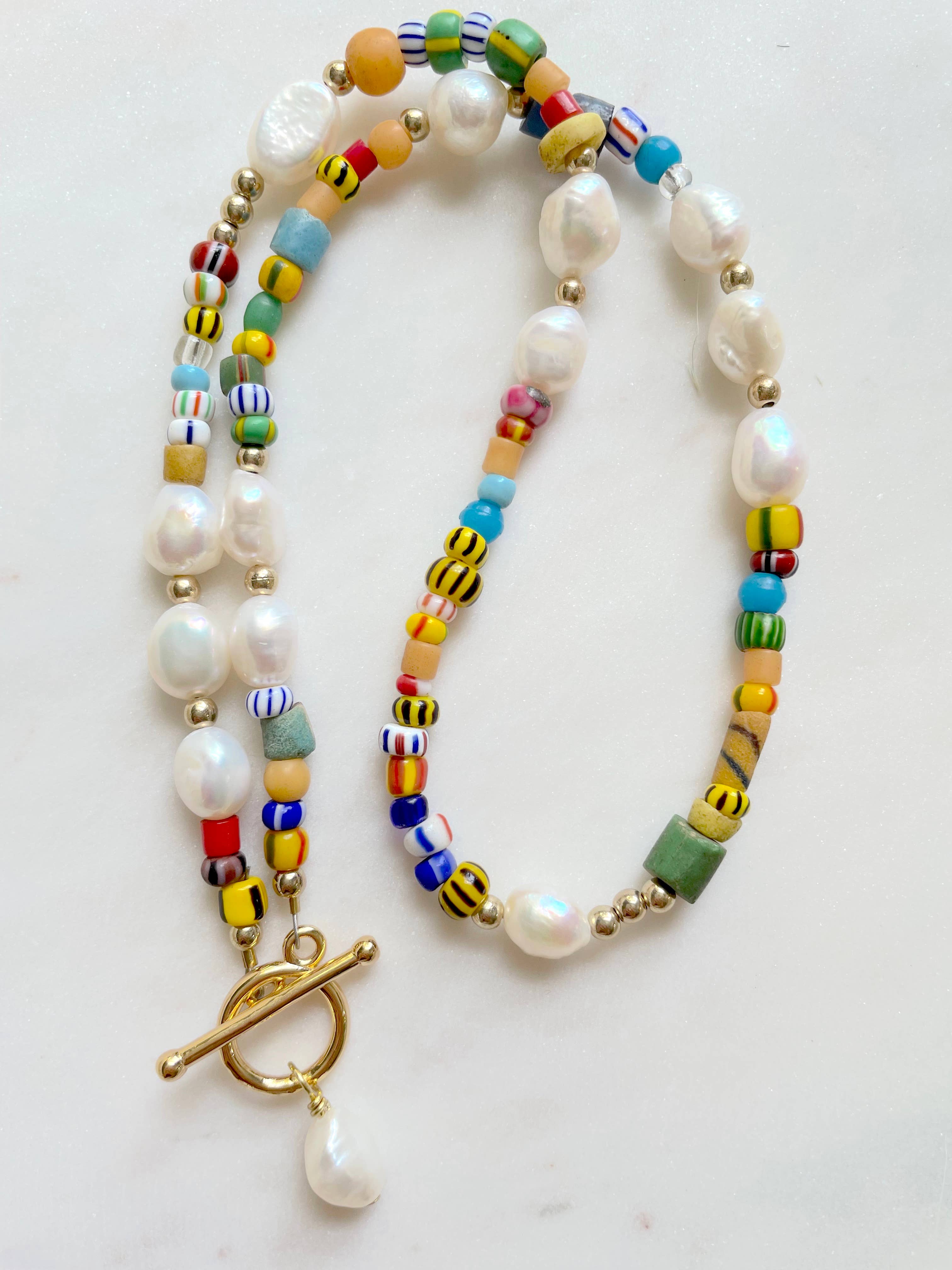 XTRA by Stacey - Wholesale Beaded/pearl necklace - The Daina Necklace - Colorful Freshwater Pearl Front Clasp1