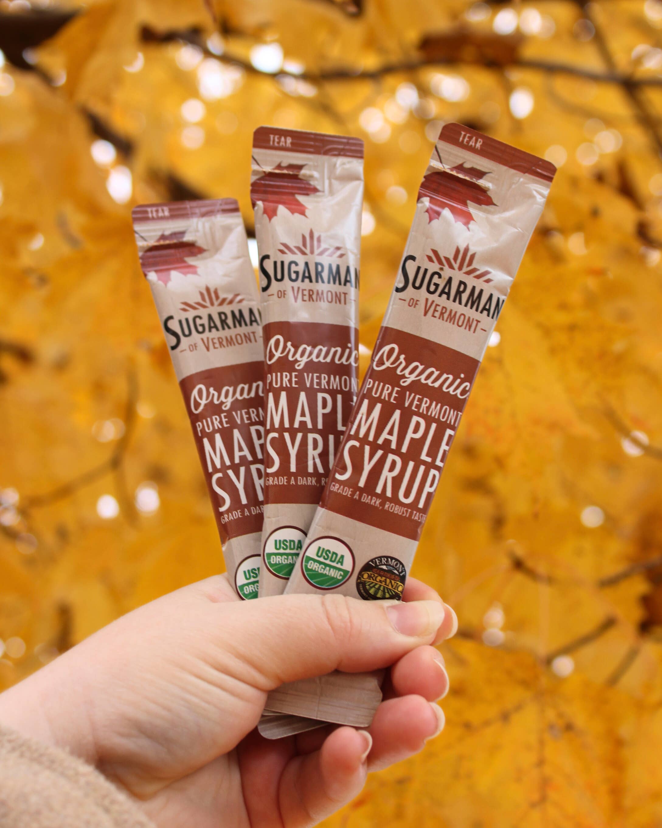 Sugarman of Vermont - Wholesale Maple Syrup - Organic Pure Maple Syrup Packets, .96 fl. oz. (100/case)2