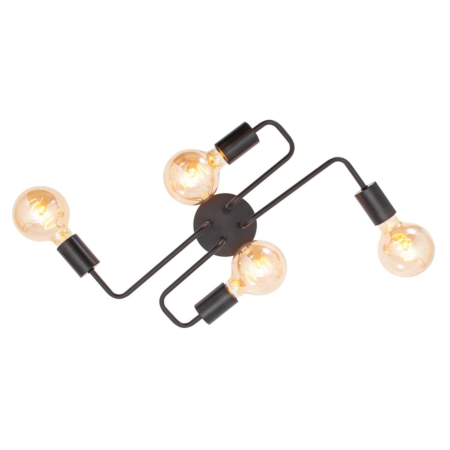 Happy Homewares – wholesale Chandelier/hanging light – Industrial Vintage Styled Matte Black Ceiling Light with Looping Arms3