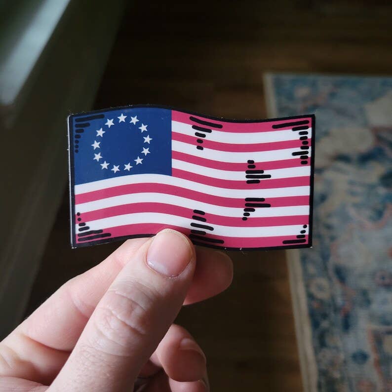 Pilgrim Trading Post - Wholesale Sticker - 13 Colonies American Flag Sticker2