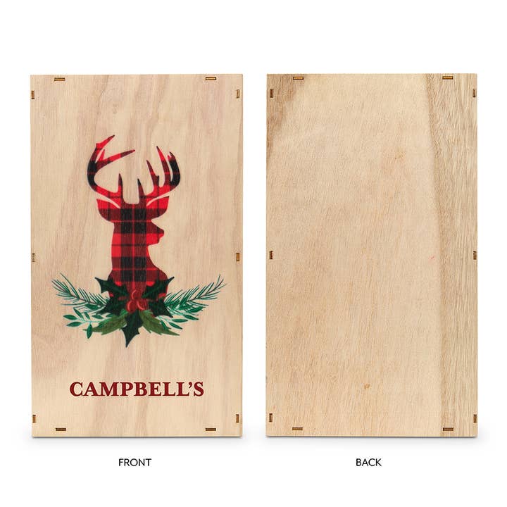 Weddingstar Inc. - Wholesale Advent Calendar - Plaid Stag Wooden Advent Calendar - Name