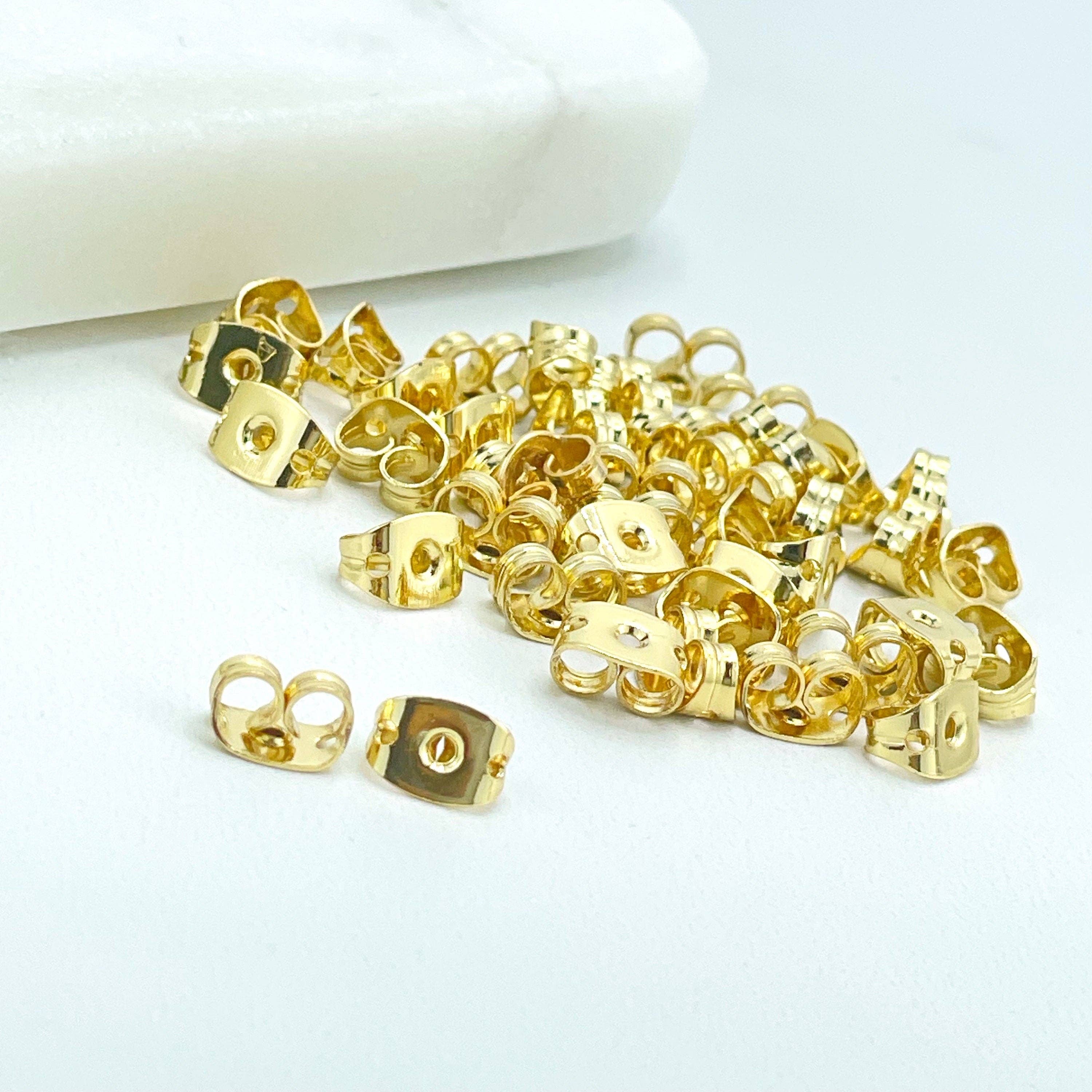 DIJU Jewelry - Wholesale Jewelry Set - 18k Gold Filled Replacement Backing, Butterfly Earring Backs, One Pair Of Earring Backs, Gold Push Back Findings, Wholesale Jewelry Supplies0