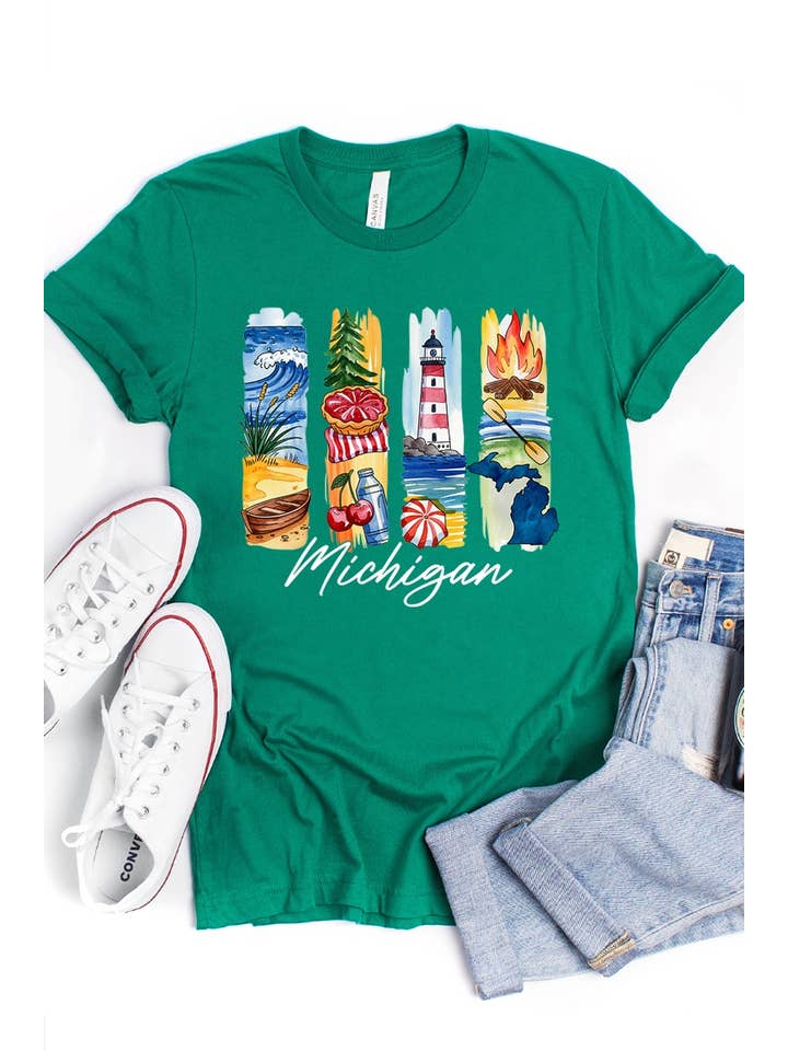 COLORBEAR - Wholesale T-Shirt (Graphic) - Women's - Michigan State Brushstroke Graphic Tee8
