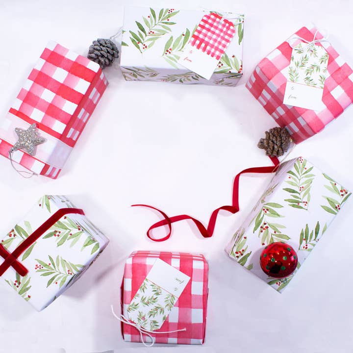Oh So Chic Designs - Wholesale Flat Wrap - Red Gingham Wrapping Paper2