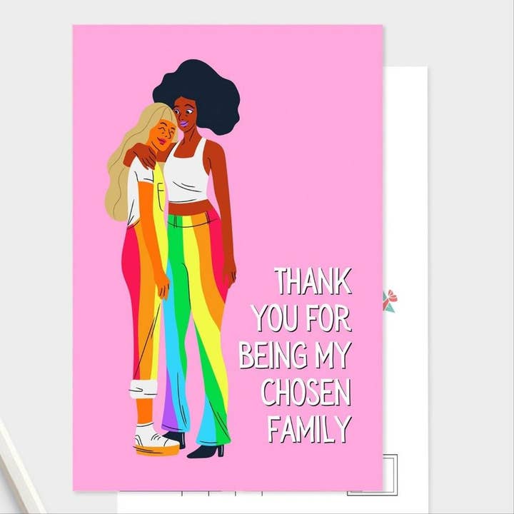 Thank You Postcards - Happy Pride Greeting - Pride Month - Thank You For Being My Chosen Family. for wholesale by CardCraft