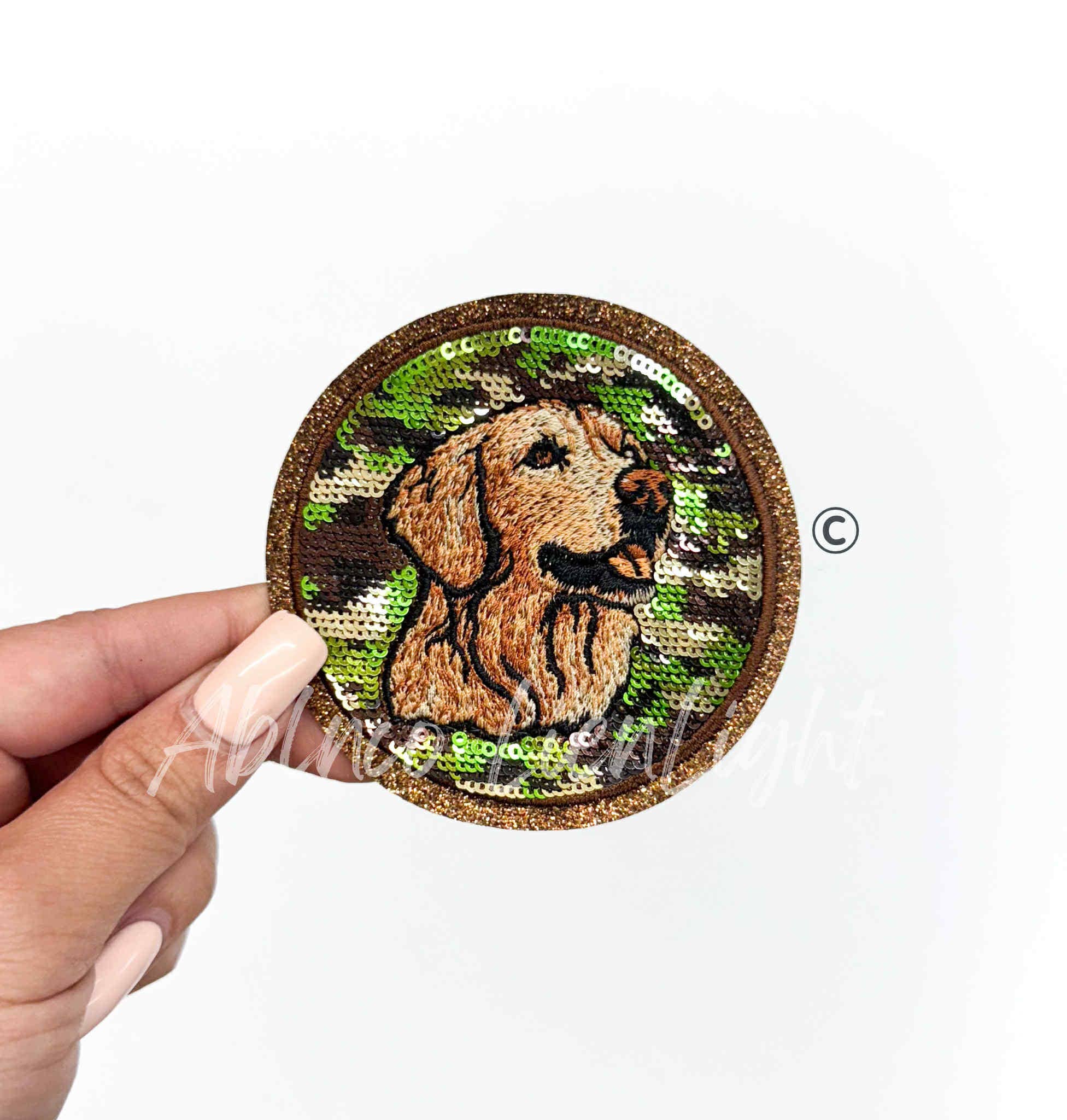 ABLNco - Wholesale Patch - Golden Retriever Dog Hunting Camo Sequin Patch
