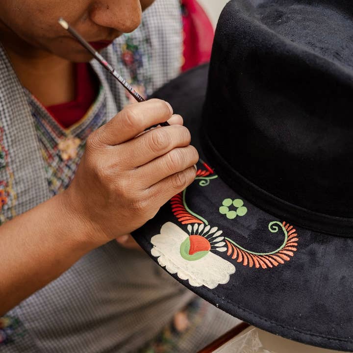 Origin Mexico - Wholesale Hat Accessory - Women's - Pilar Hand Painted Western Boho Hat - Fall Colors 6