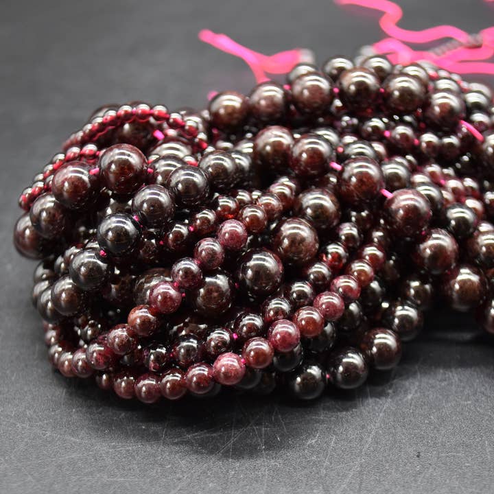 Oriental Direct Craft Supplies - Wholesale Beads - Natural Garnet Semi-Precious Gemstone Round Beads2