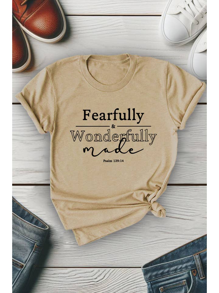 Top Avenue - Wholesale T-Shirt (Graphic) - Unisex - Fearfully and Wonderfully Unisex Round Neck Tee4