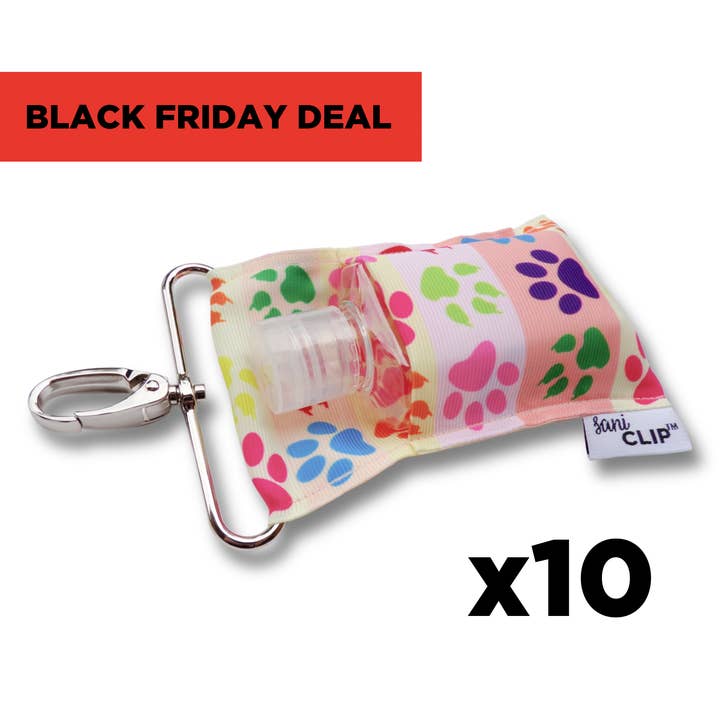 LippyClip Lip Balm Holder - Wholesale Hand Sanitizer - Paw Print Dog Hand Sanitizer Holder set of 10 BLACK FRIDAY