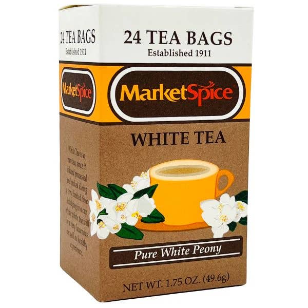 Pure White Peony 24ct Teabag Box for wholesale by MARKETSPICE