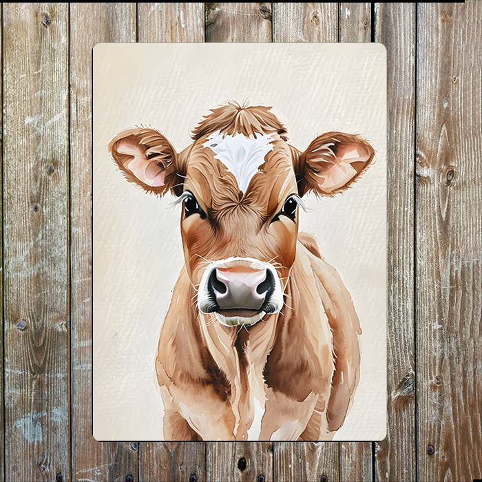 Brun Ko Kalv | Gård Bondehus | Metalskilt Plakette for engroshandel hos The British Metal Signs Company