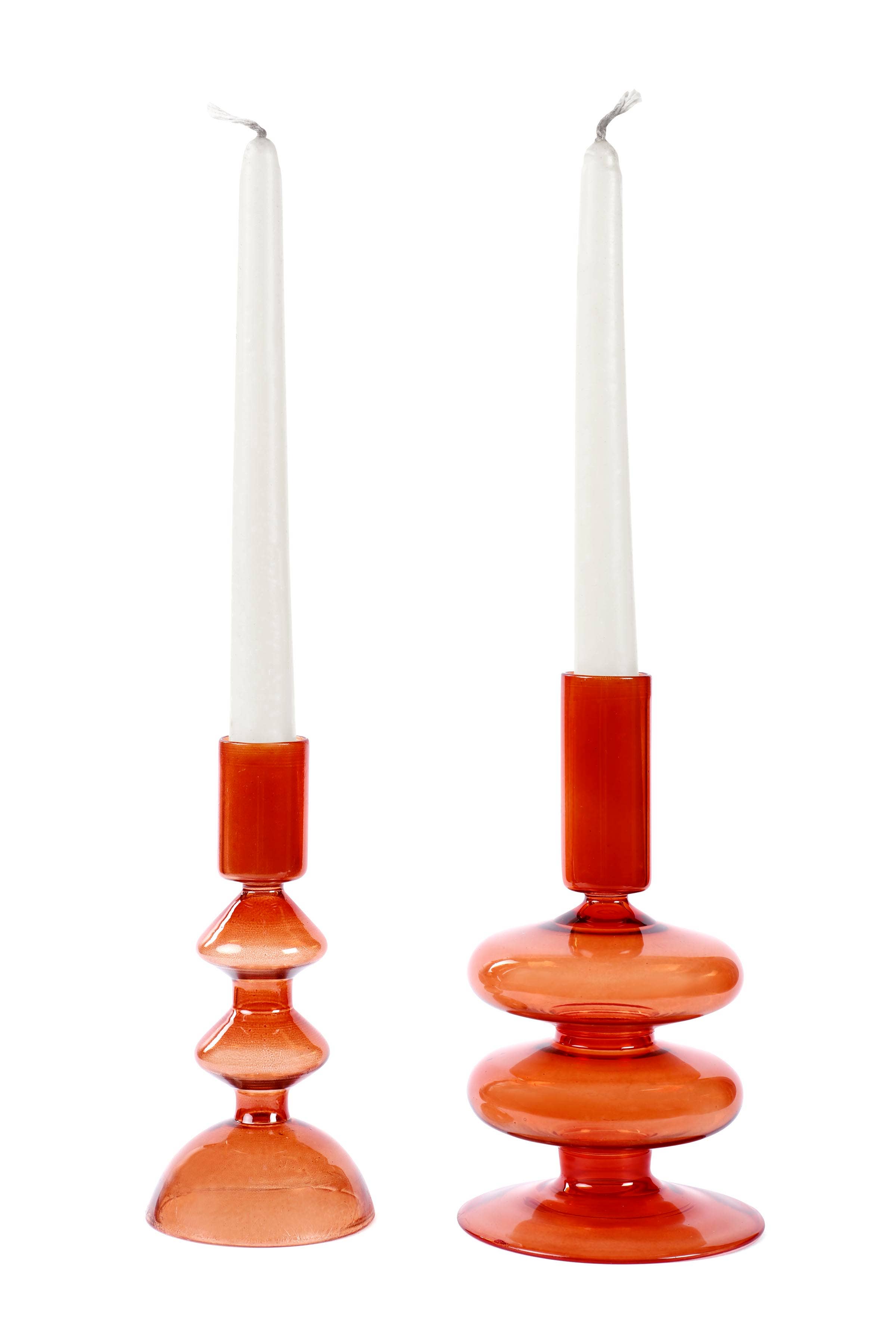 Casa Amarosa – Großhandel Kerzenhalter – Retro-Kerzenhalter aus gewelltem Glas, 17,8 x 3,5 Zoll, Rostorange5