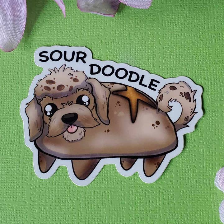 Autocollant Sour Doodle (goldendoodle + pain au levain) pour la vente par Meg's Mashables