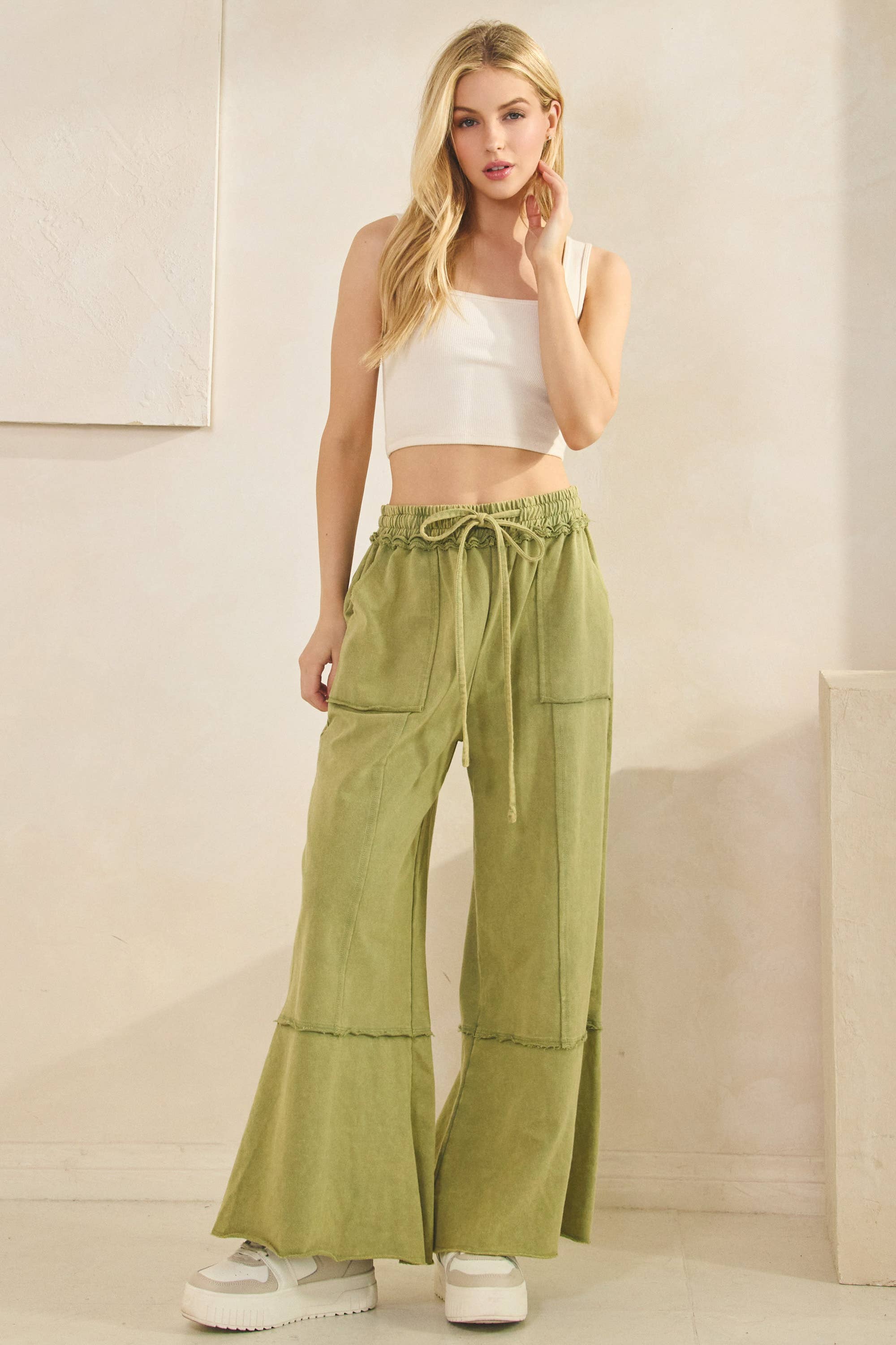 Sage + Fig - Wholesale Pants - Women's - MINERAL WASHED TERRY KNIT PANTS (SP7055-A)3