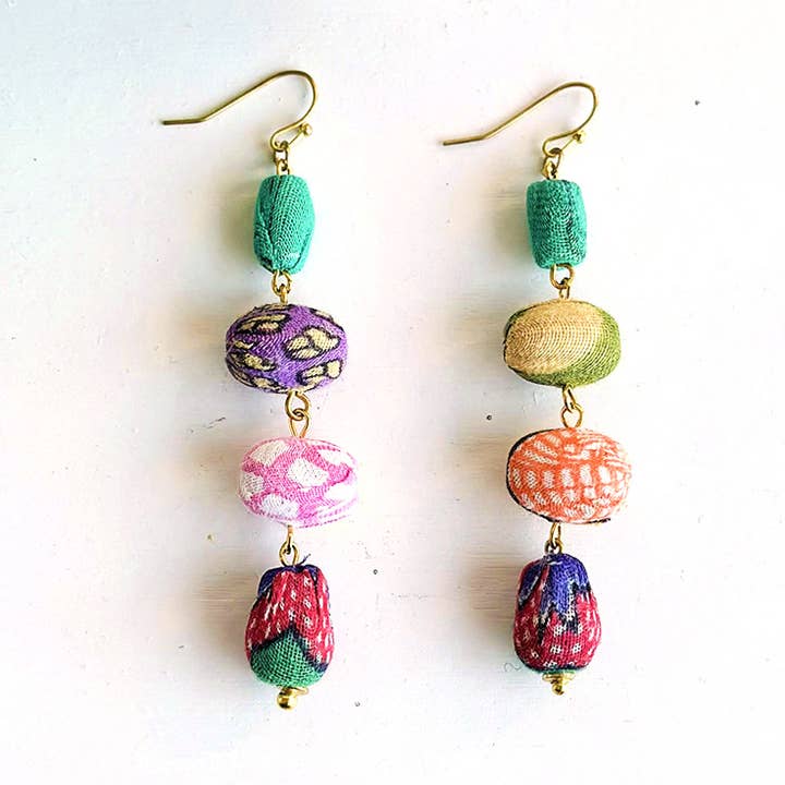 Pebbled Kantha Drop Earrings for wholesale by WorldFinds