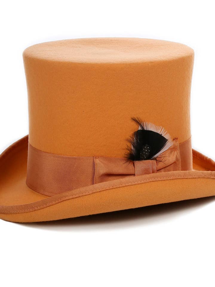 Premium Orange Wool Top Hat for wholesale by Ferrecci