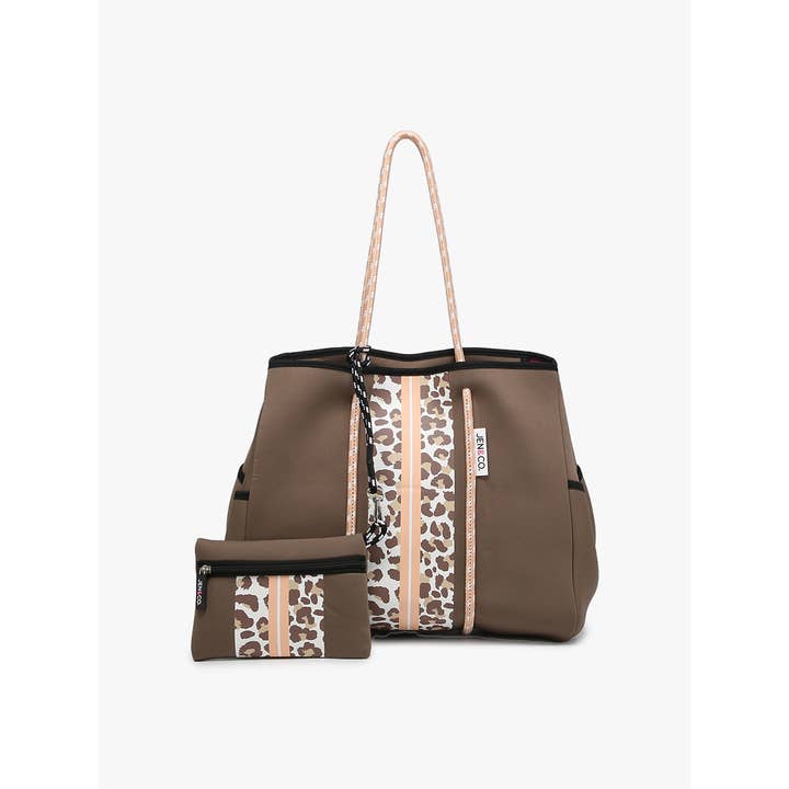 JNC RT (Jen & Co. Outlet) - Wholesale Tote Bag - Women's - M2146STRP Annabella Large Striped Neoprene Tote