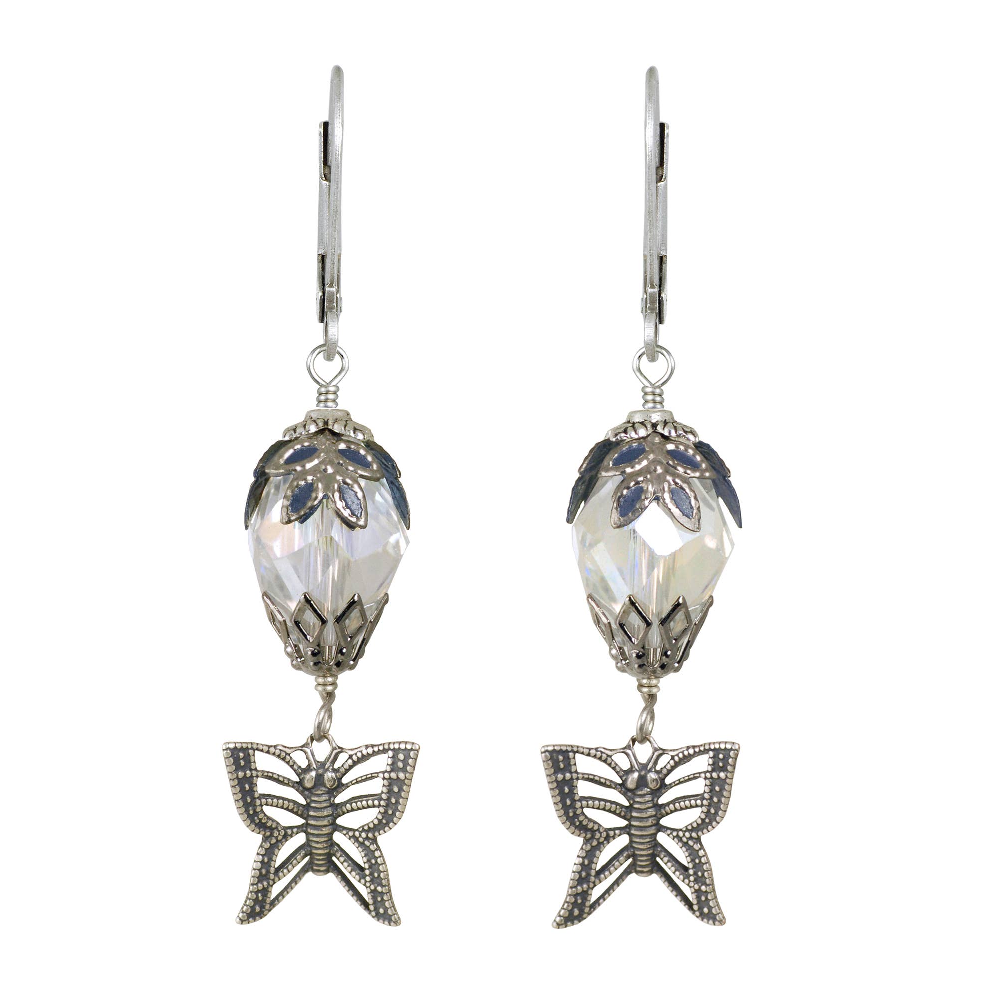 NoMonet – wholesale Dangle earrings – Fairyland: Butterfly Teardrop Crystal Hand Painted Earrings1