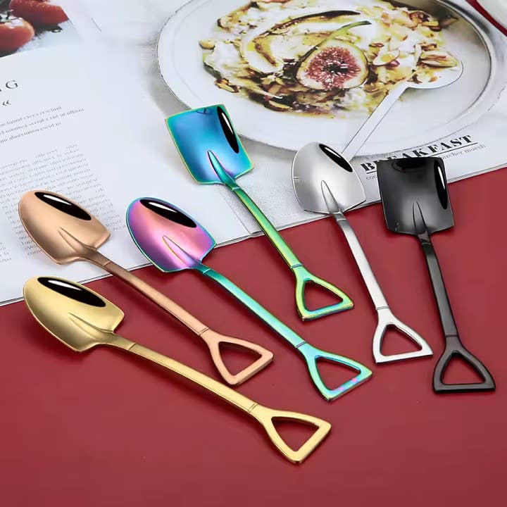 Shovel Spoon - 2 shapes/4 colors - For Tea, Coffee, Dessert for wholesale by Sostraw & SmartThings