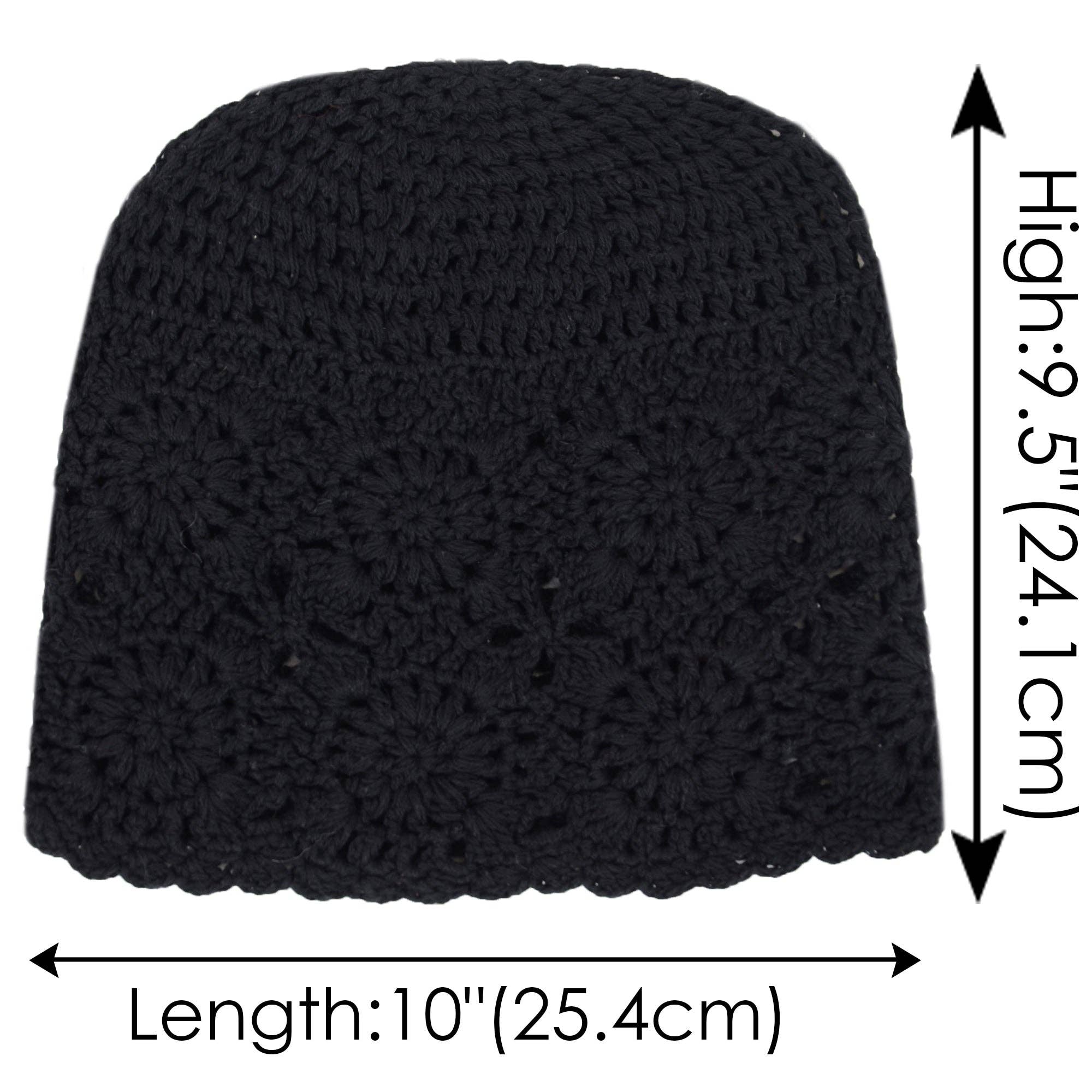 AK Brand - Wholesale Beanie - Women's - Crochet Floral Slouchy Beanie Knit Cutout Skull Cap Women11