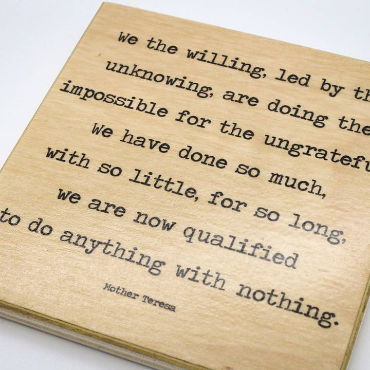 Mother Theresa Inspiration - Words And Quotes Wood Tile for wholesale by SticksandLasers