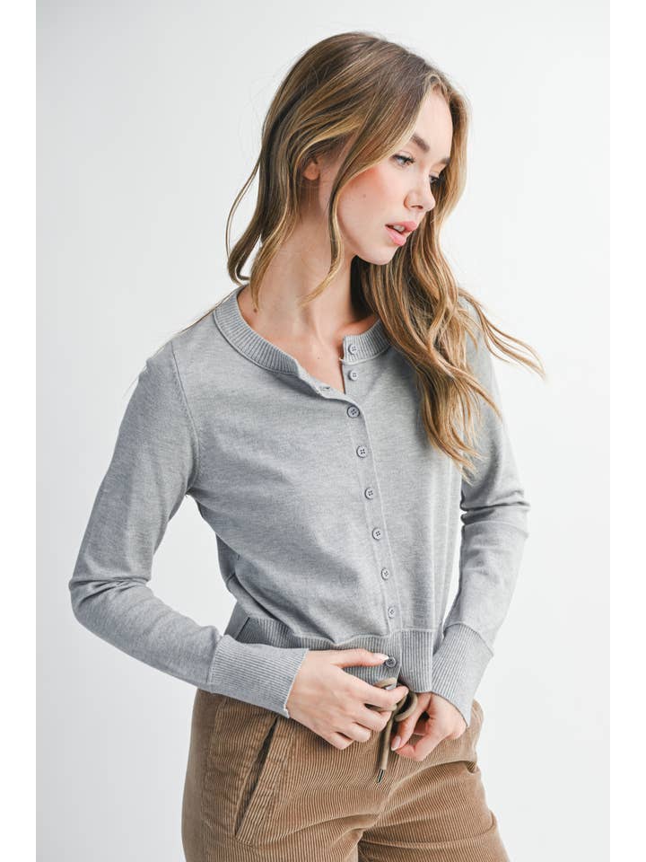 AEMI + CO - Wholesale Cardigan - Women's - 5176GN Ribbed Button-Up Knit Cardigan21