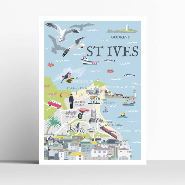 CARTE ILLUSTRÉE DE ST IVES pour la vente par Betty Boyns Designs