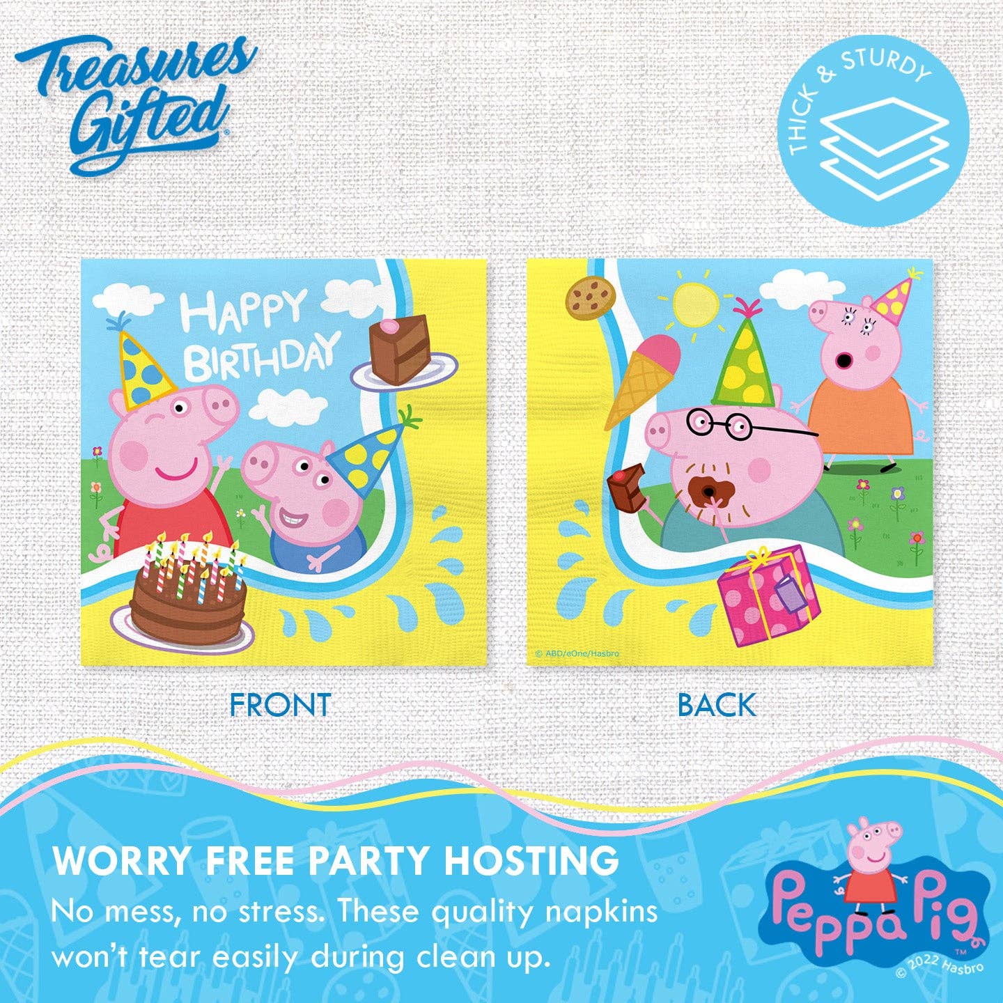 Treasures Gifted - Wholesale Disposable Napkin - Peppa Pig Napkins - 16pk - Peppa Pig Party Supplies3