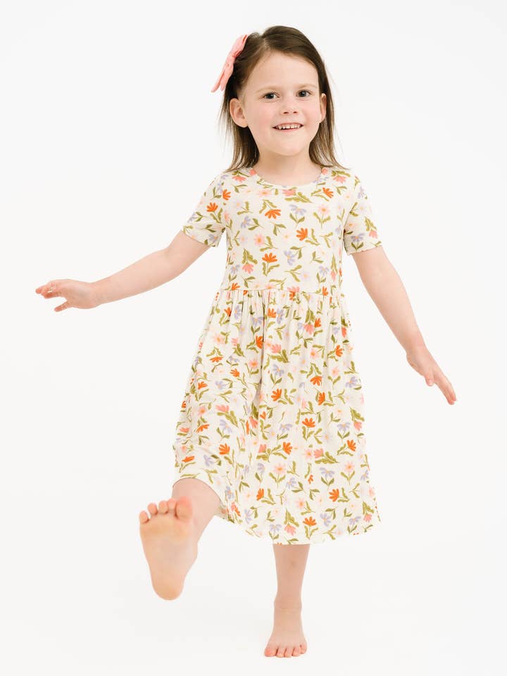 Little One Shop - Wholesale Dress - Kids - Daisy Daydream Short Sleeve Bamboo Dress7