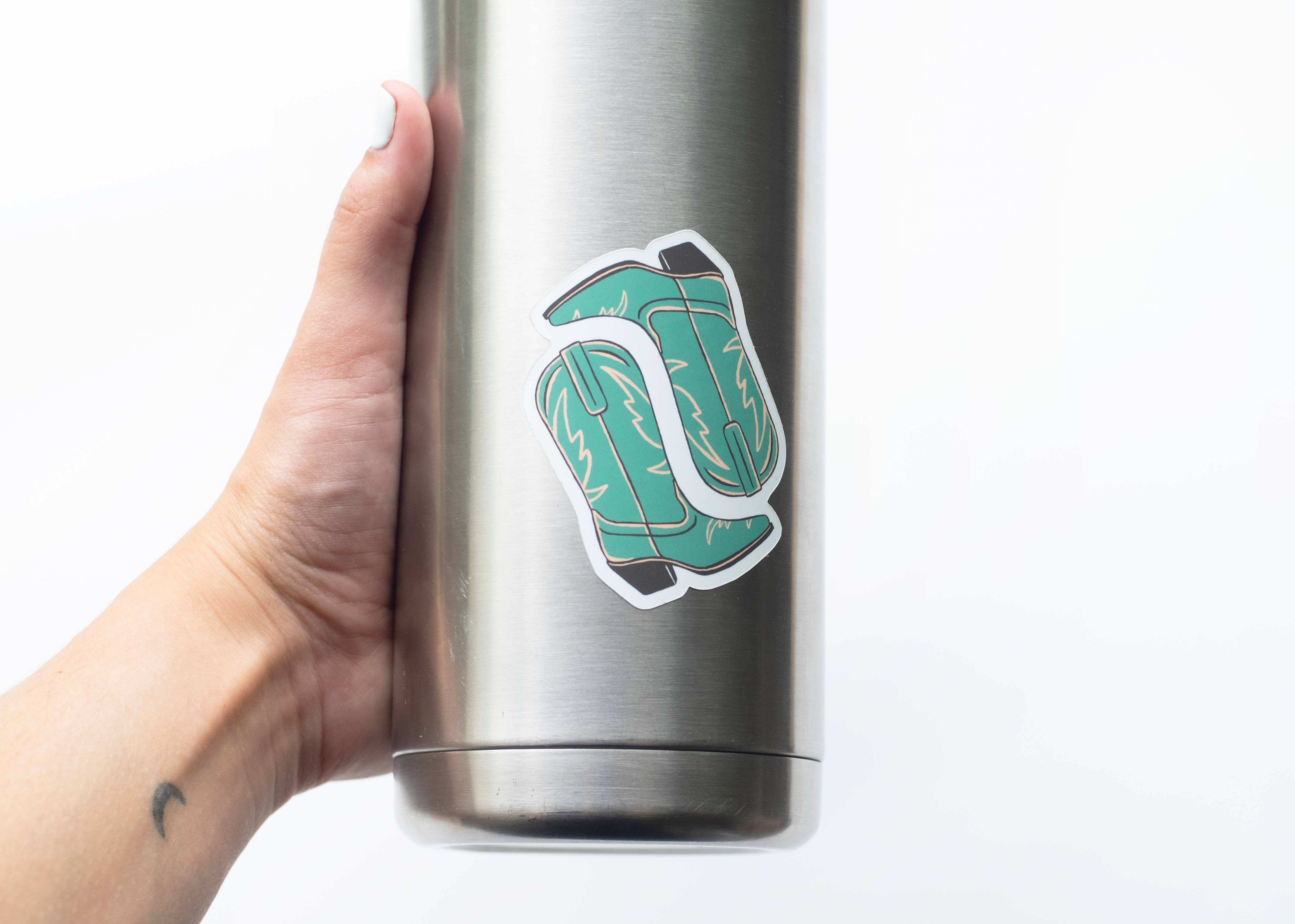 Union Made - Wholesale Sticker - Turquoise Cowgirl Boots vinyl sticker - Western1