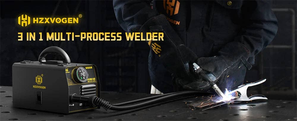 American Smart - Wholesale Kitchen Appliance - HZXVOGEN HVM140 3 in 1 Semi-Automatic Inverter Mig Welding Machine MMA/Gasless MIG/Lift TIG IGBT Non Gas Welder Synergy Tool11