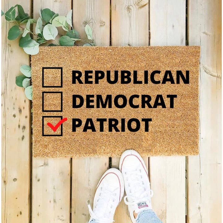 Republican Democrat Doormat, Trump 2024 for wholesale by Oak Vine Designs