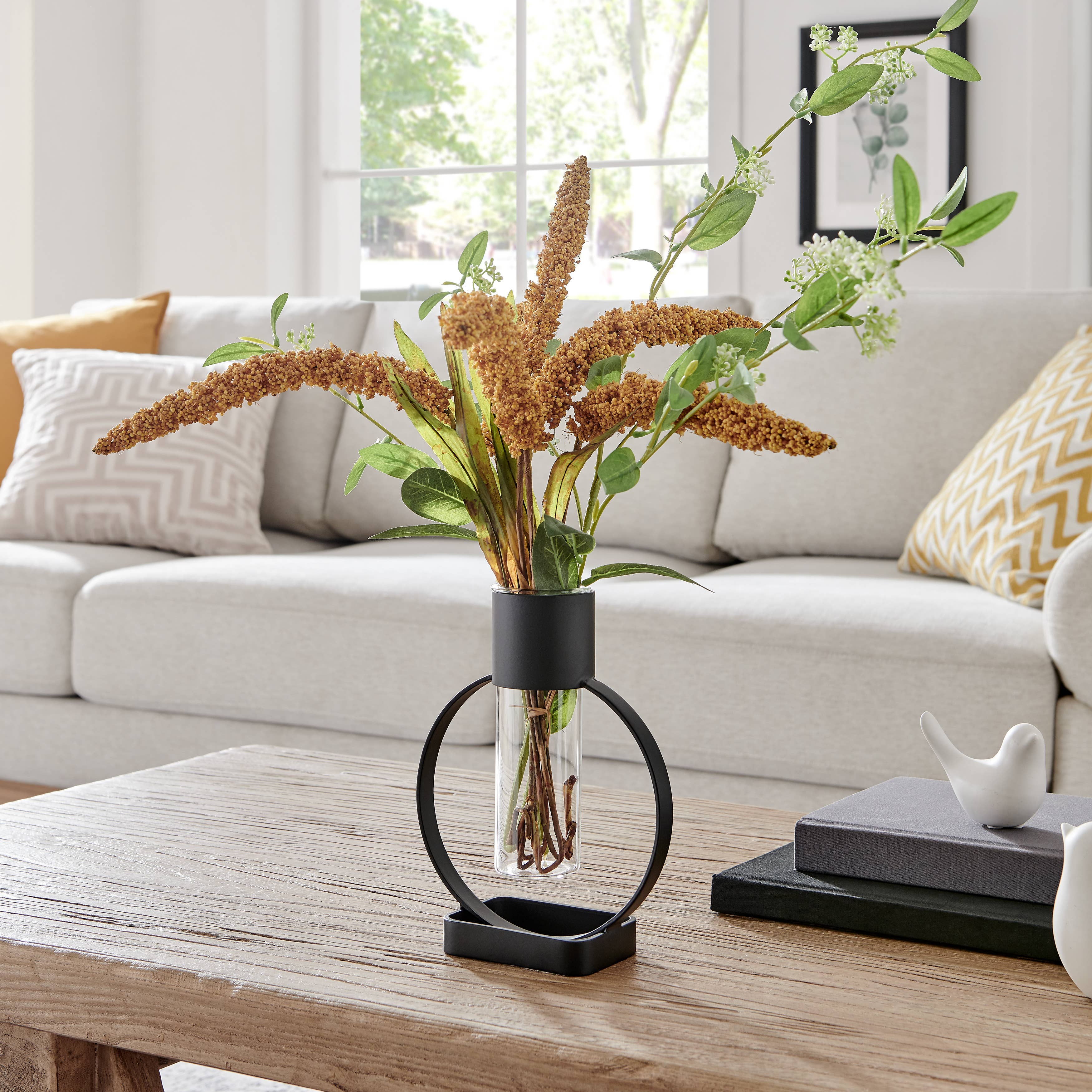 Danya B - Wholesale Vase - Jacob Modern Black Open Circle Clear Glass Tabletop Vase2