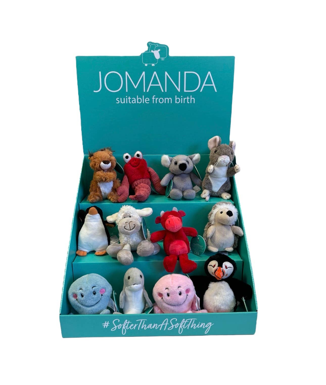Jomanda Soft Toys & Accessories - Vente Peluche – enfant et bébé - Présentoir de comptoir Mini Mix Peluche douce x36 Lot GRATUIT CDU7