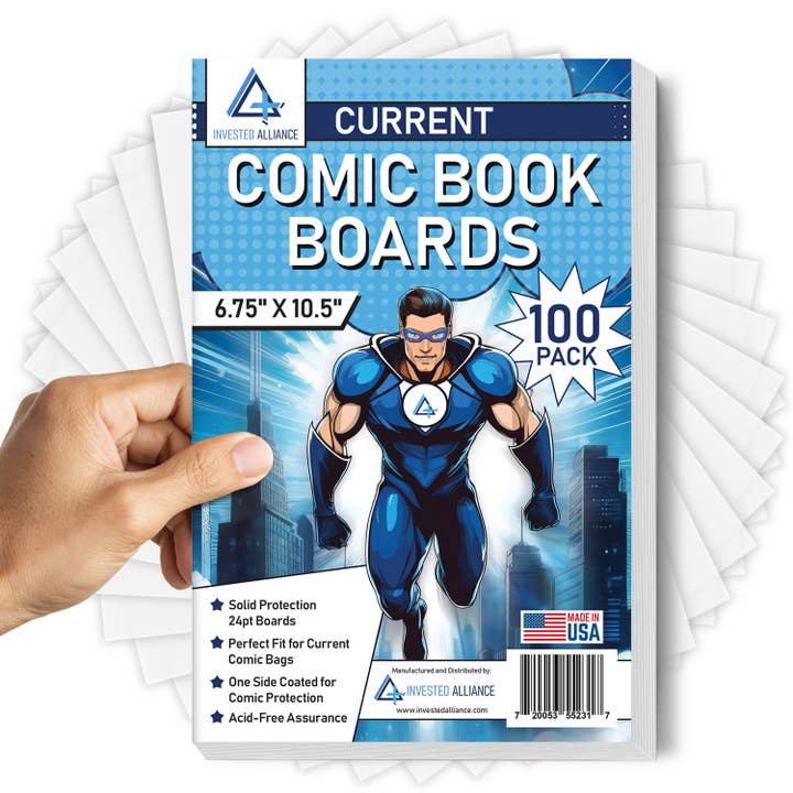 Invested Alliance LLC – wholesale Bookmark – Current Comic Book Backing Boards 100CT (24PT, 6.75 x 10.5")