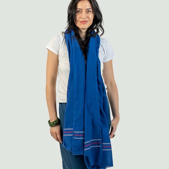 Shoo for Good - Wholesale Scarf - Women's - Insect-Repellent Wrap — Camellia in Cobalt Blue