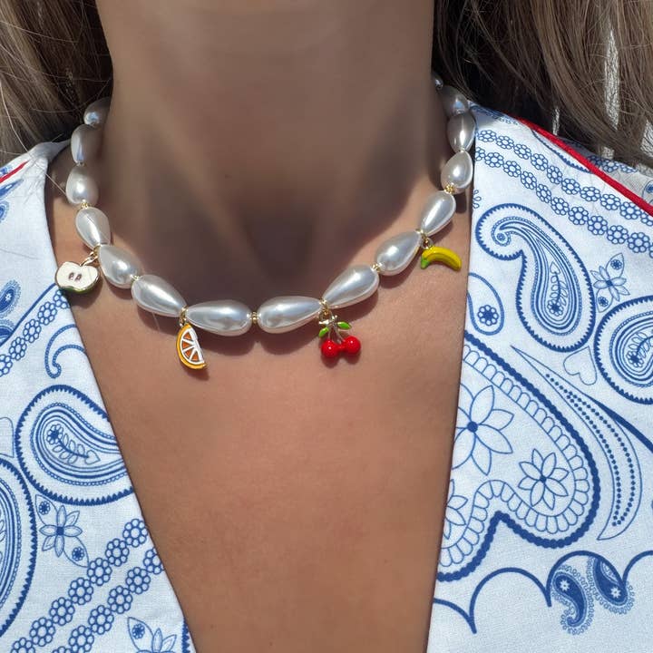 Christina Christi - Wholesale Beaded/Pearl Necklace - Handmade Beaded Necklace with Colorful Fruit Pendants4