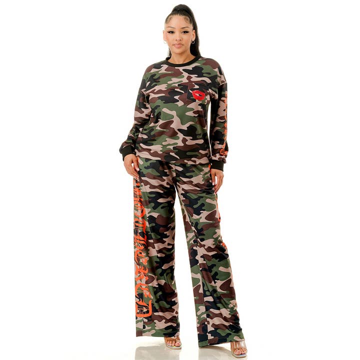 A UNBOTHERED ENERGY CAMO SWEATPANTS for wholesale on Faire3