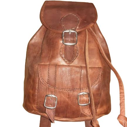 Marrakech Small Brown Backpack for wholesale by Hecho a mano