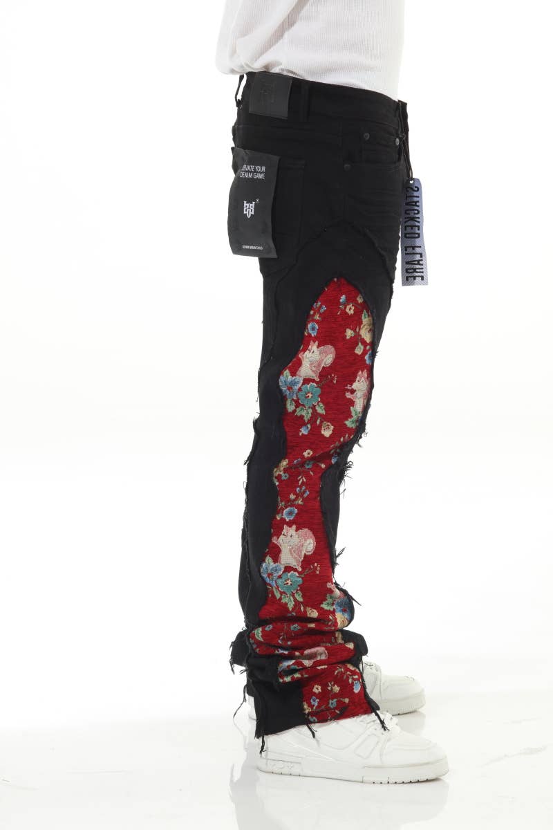 Stylo - Wholesale Jeans - Men's - Blk/Red Denim Tapestry Stack9