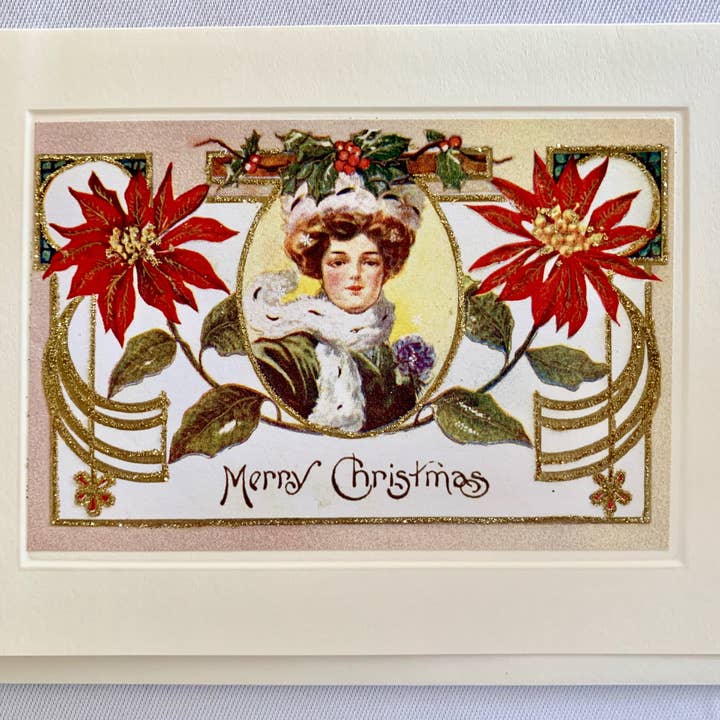 ELLegant Creations, LLC - Vendita all'ingrosso Biglietti di auguri di Natale - Biglietto di auguri natalizio con stella di Natale vittoriana